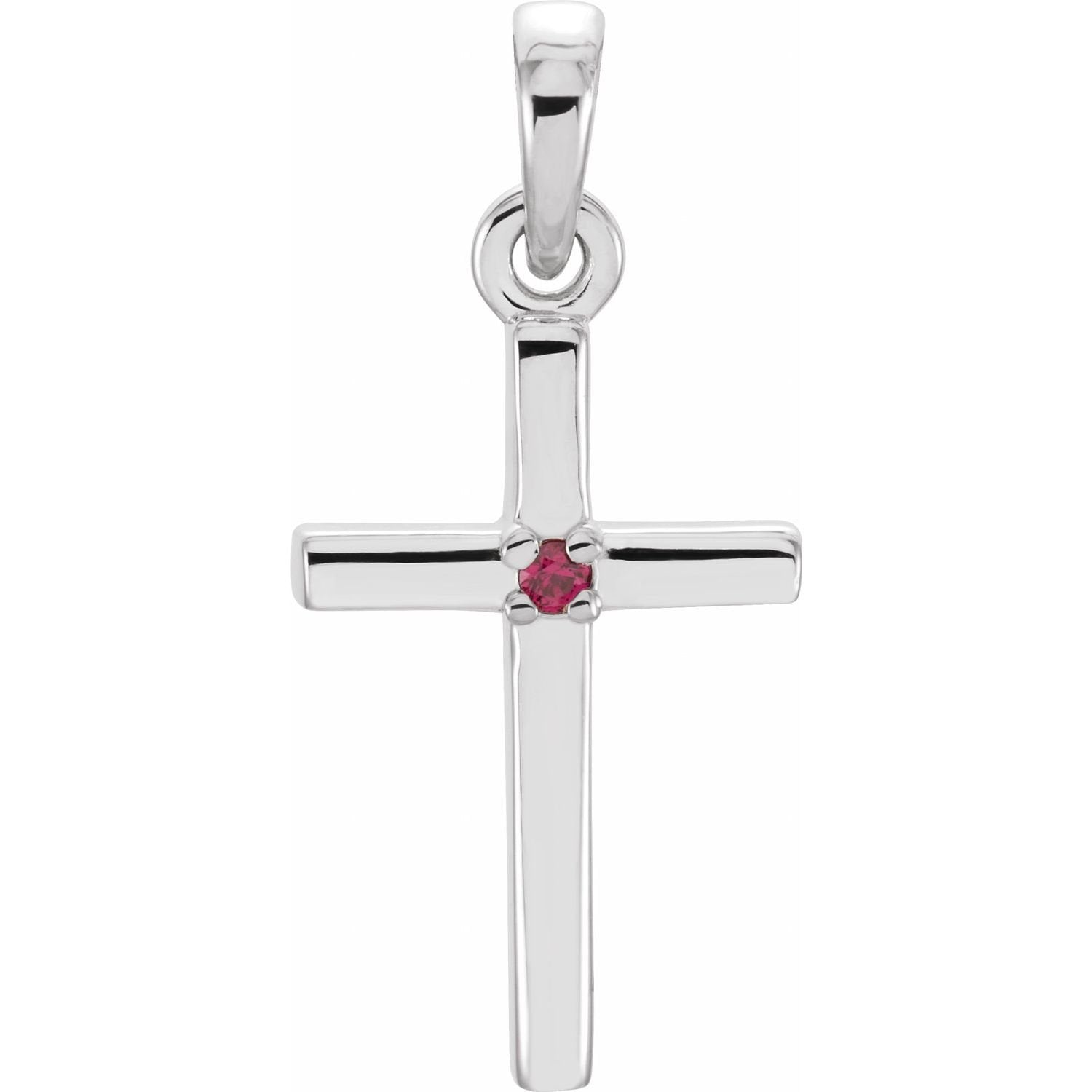 ruby cross pendant in 14k White Gold