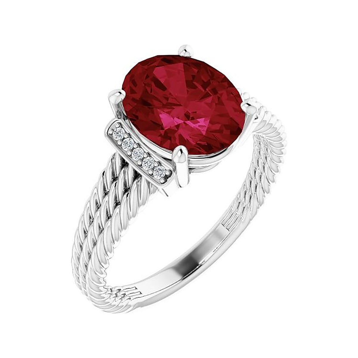 Ruby cocktail ring in 14K White Gold