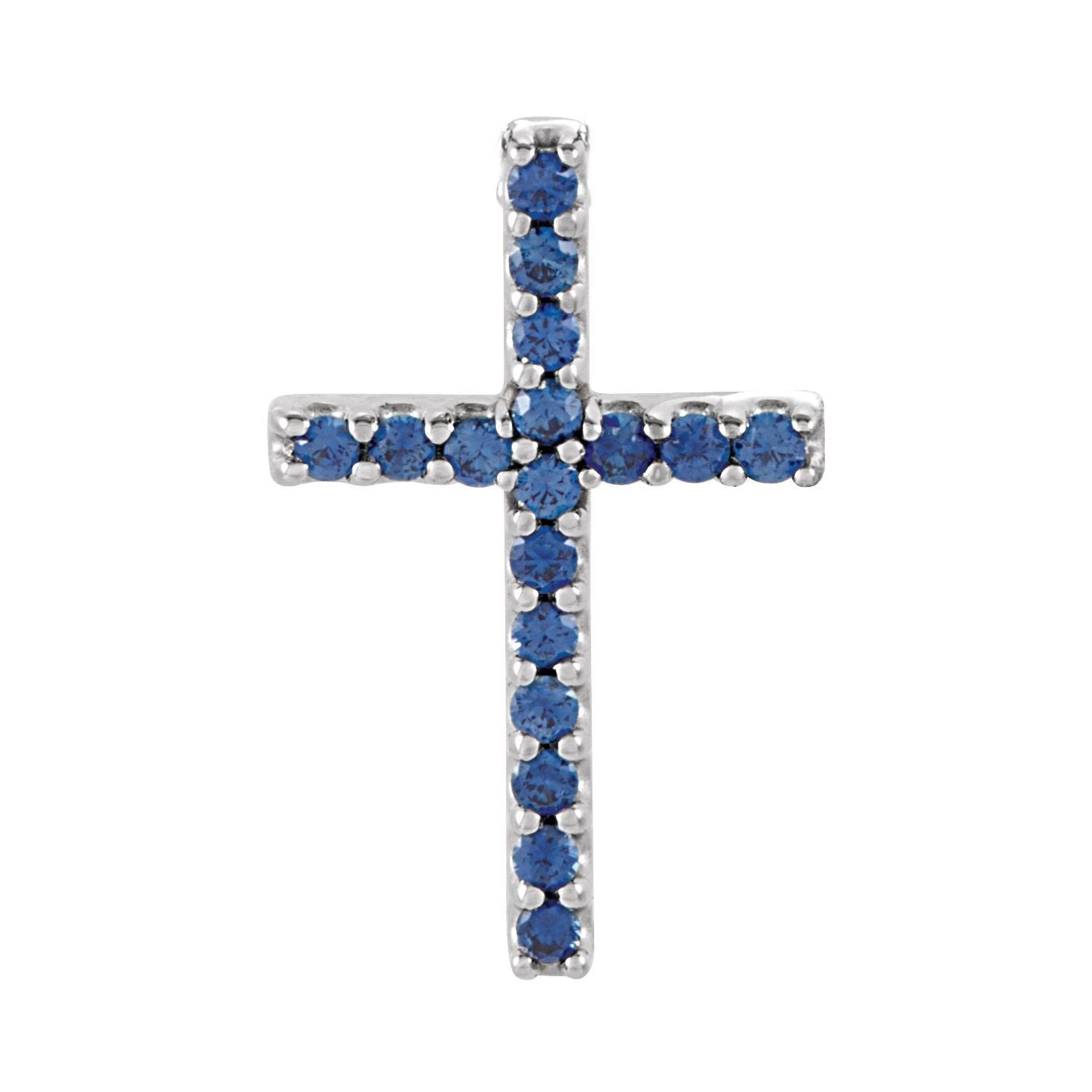 sapphire cross pendant in 14k White Gold