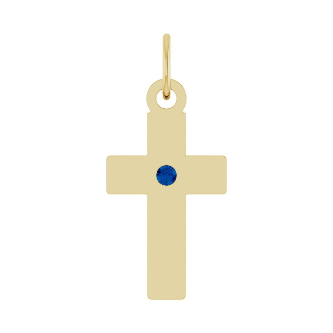 sapphire cross pendant in 14k Yellow Gold