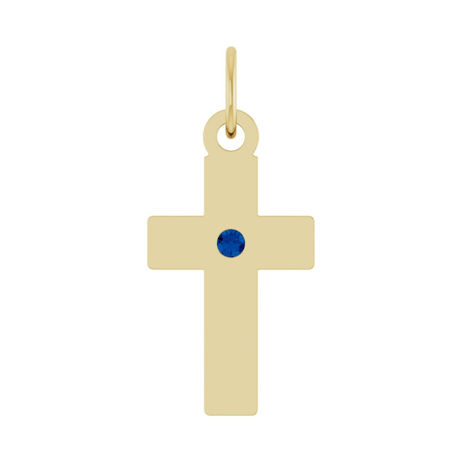 sapphire cross pendant in 14k Yellow Gold