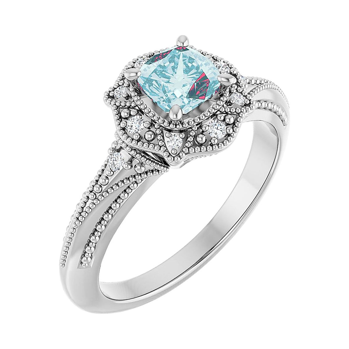 Sky Blue Topaz cocktail ring in 14K White Gold