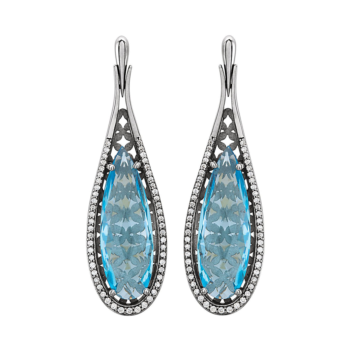 Sky Blue Topaz drop earrings in 14K White Gold