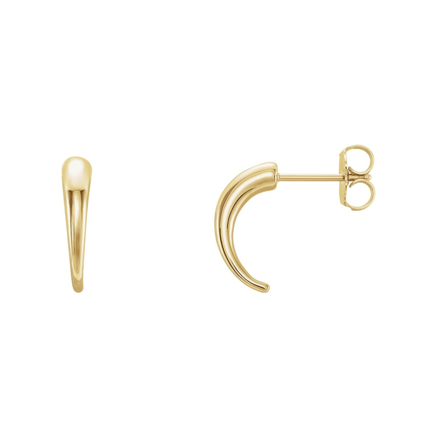 14K Yellow Gold Slim Polished J-Hoop 13 mm gold J-hoop earrings