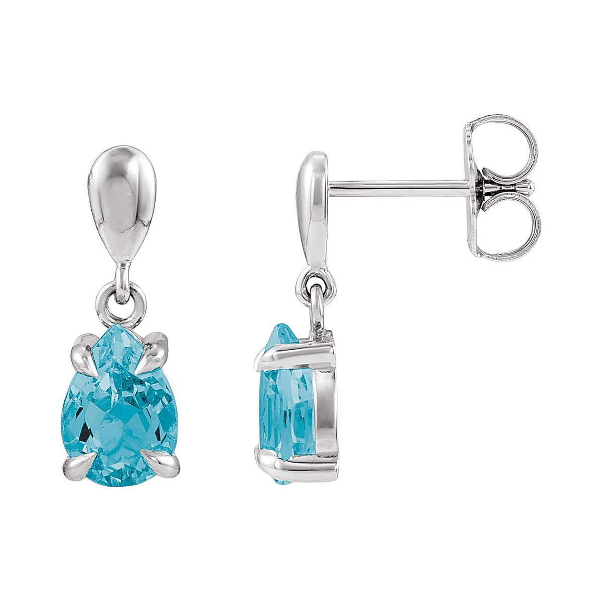 Swiss Blue Topaz drop earrings in 14K White Gold