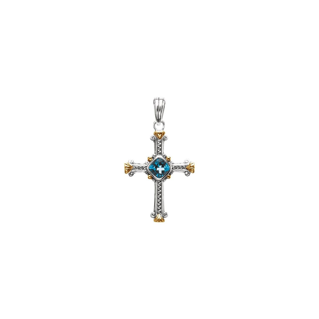 topaz cross pendant in 14k Yellow Gold