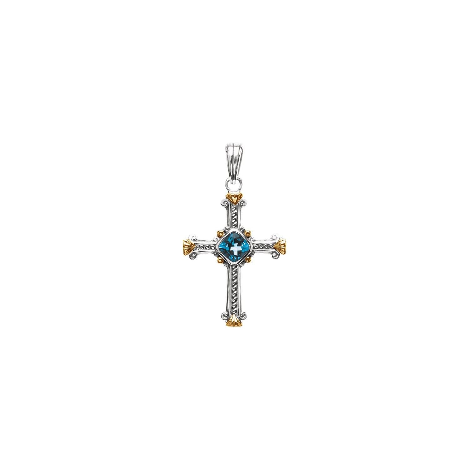 topaz cross pendant in 14k Yellow Gold