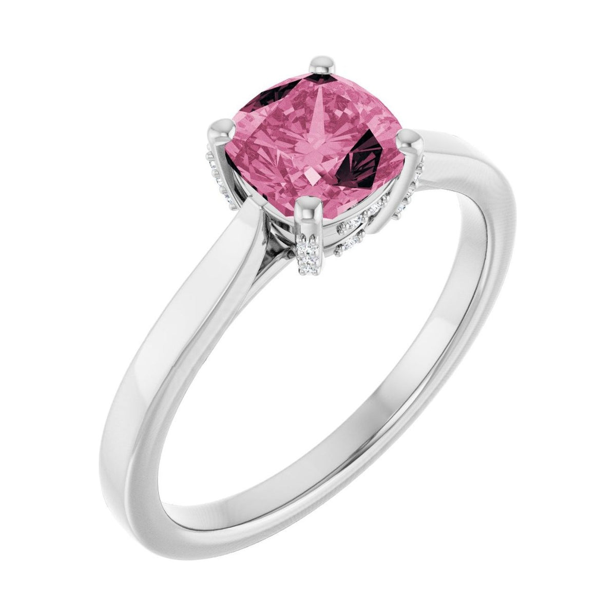 Cushion 1 ct tourmaline 14K White Gold classic solitaire engagement ring