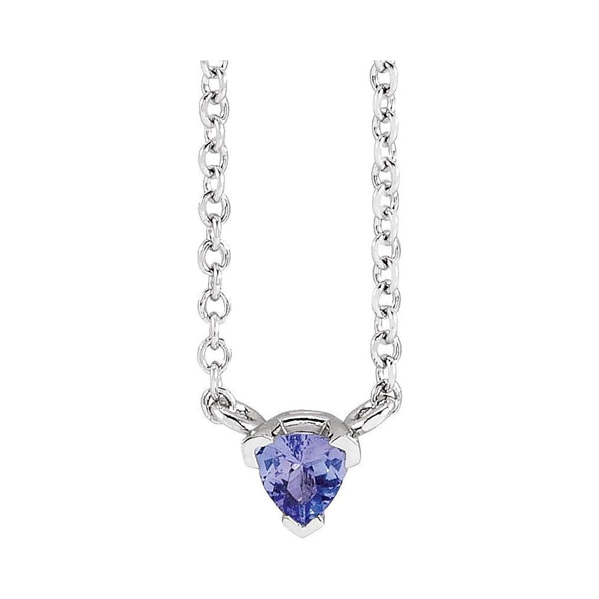 Trillion-Cut Tanzanite Necklace in 14K White Gold