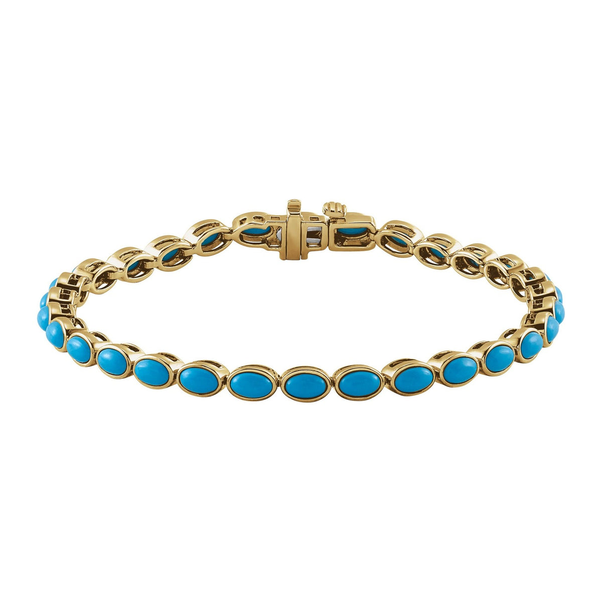 Turquoise Line Bracelet in 14K Yellow Gold