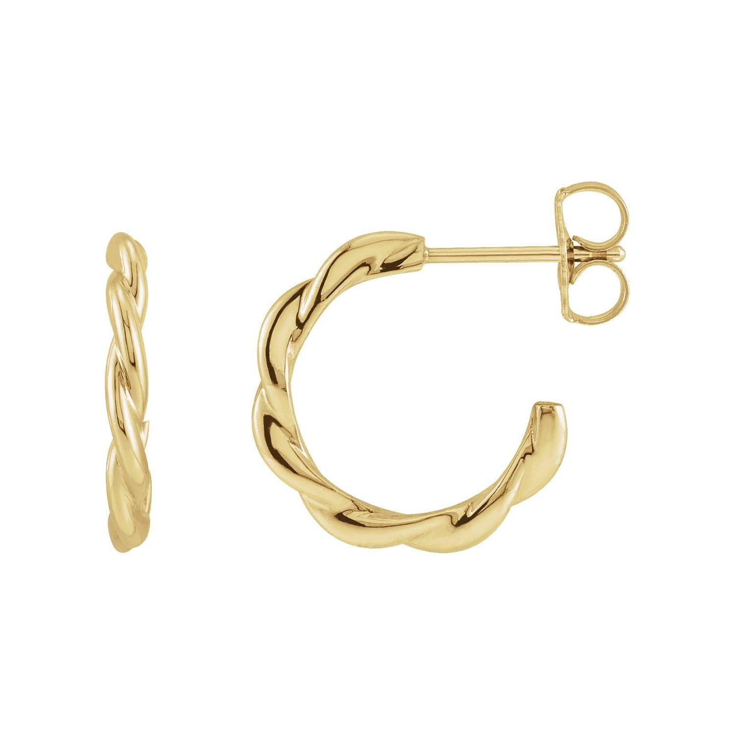 14K Yellow Gold Twisted 14.4 mm gold hoop earrings