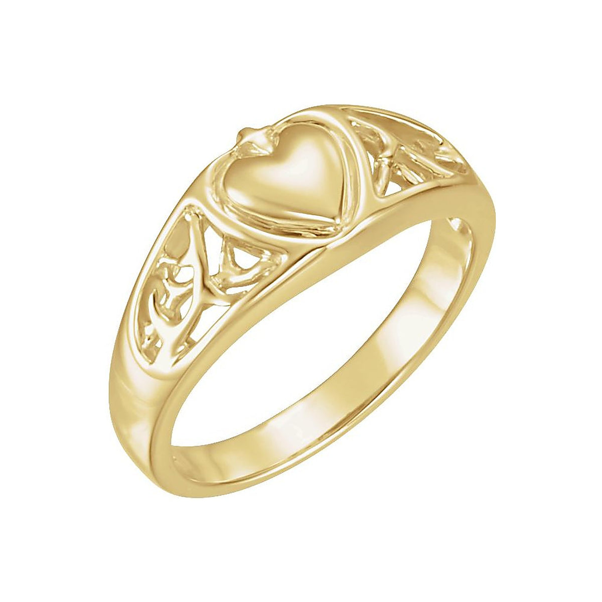 vintage filigree heart promise ring in 14k yellow gold