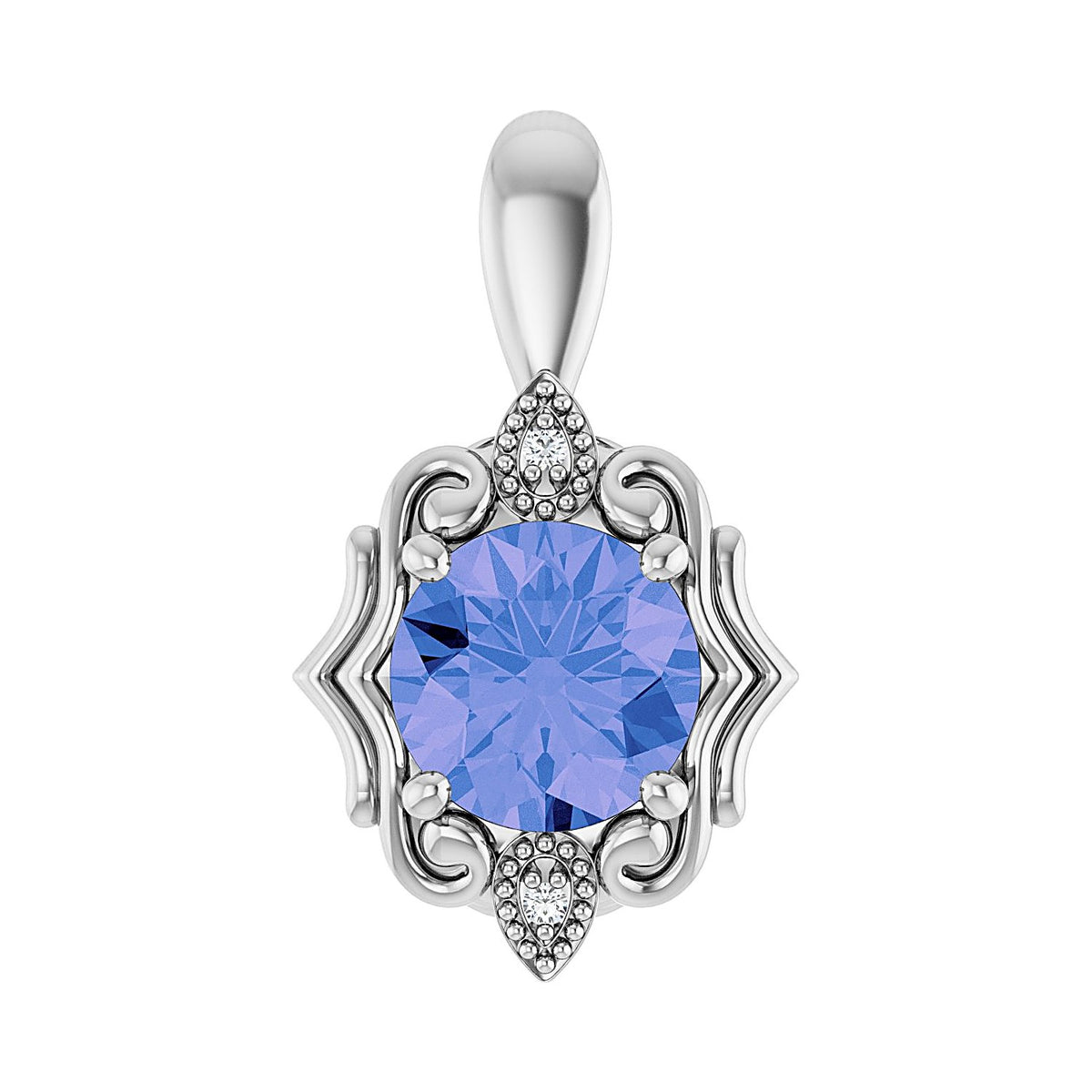 Vintage Tanzanite Pendant in 14K White Gold