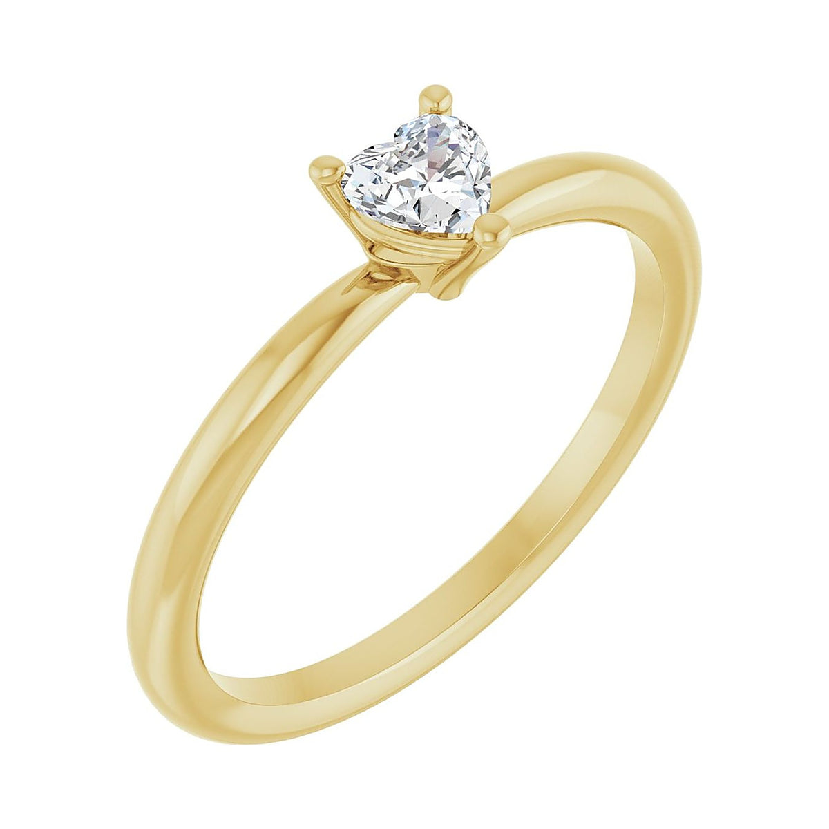 white sapphire heart promise ring in 14k yellow gold