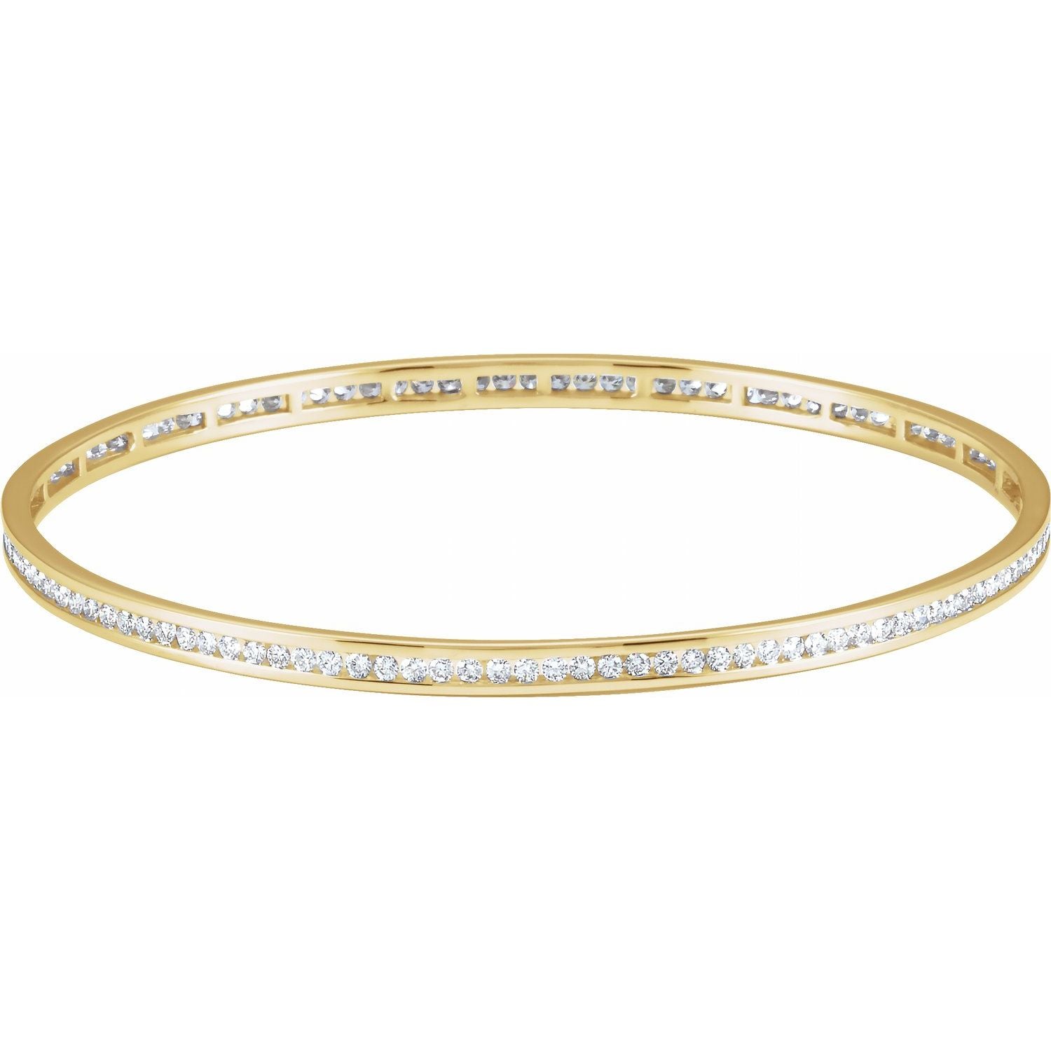 Wide Diamond Stackable Bangle Bracelet in Yellow Gold