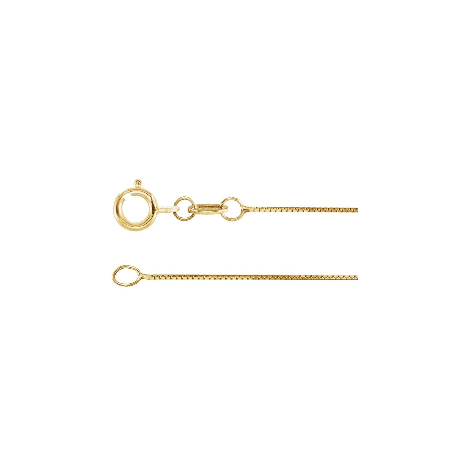 0.5mm box chain necklace in 18k yellow gold