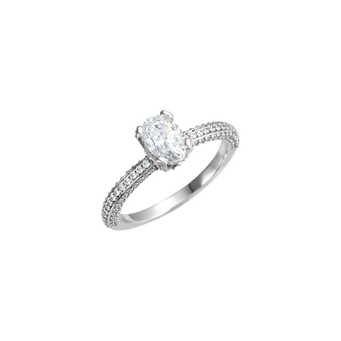 0.9 ct Oval Lab-Grown Diamond Pavé Engagement Ring