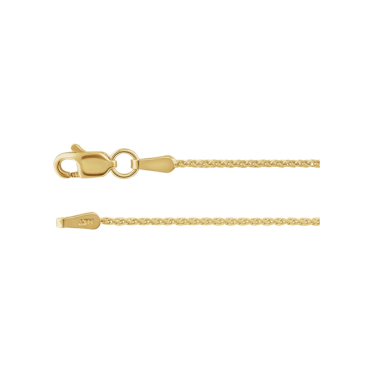 14K Yellow Gold 1.05 mm diamond-cut wheat necklace