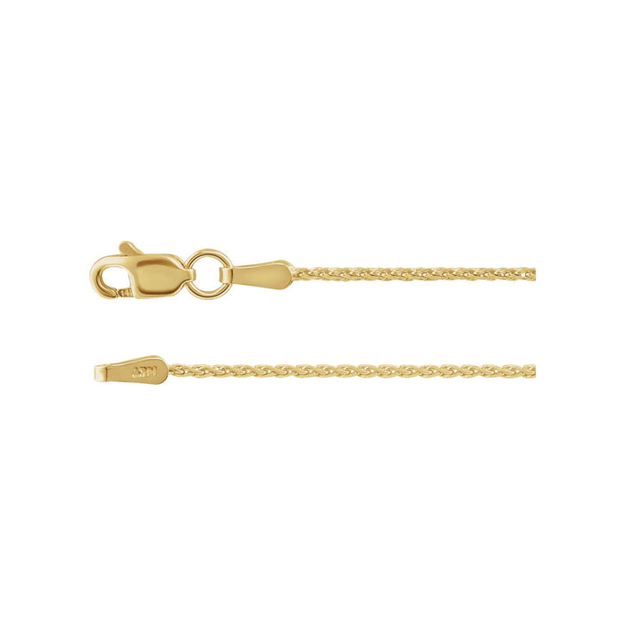 14K Yellow Gold 1.05 mm diamond-cut wheat necklace