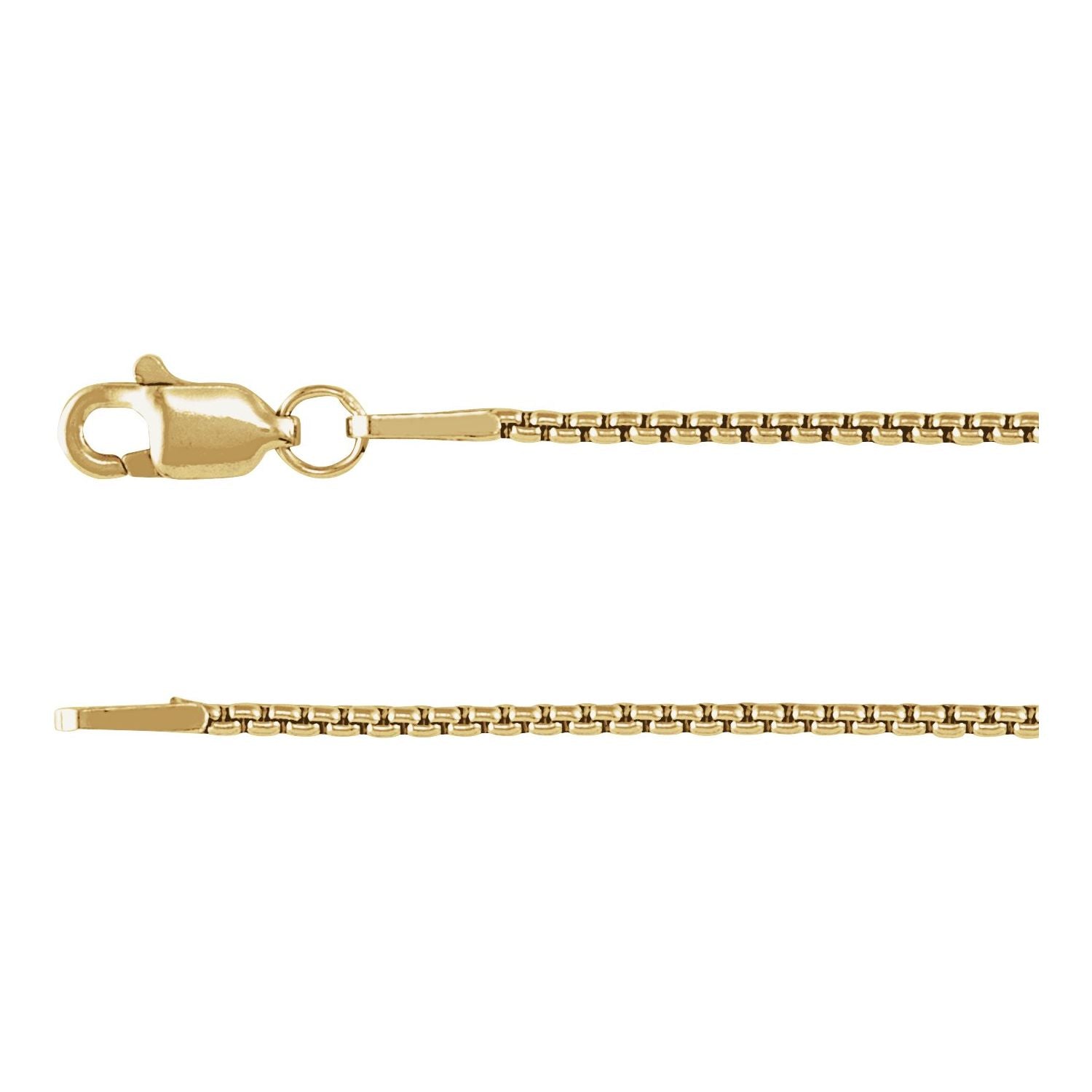 1.25mm box chain necklace in 14k yellow gold