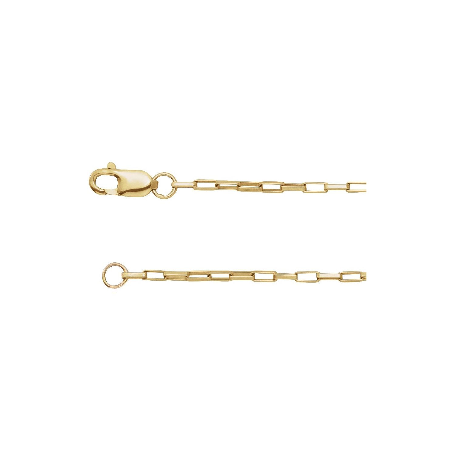 1.2mm elongated box chain necklace in 14k yellow gold