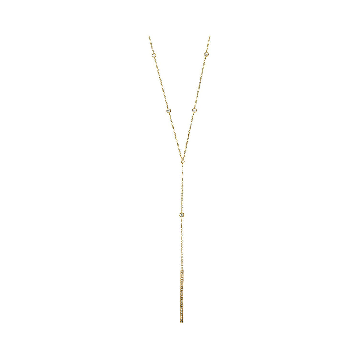 diamond lariat necklace in 14k yellow gold