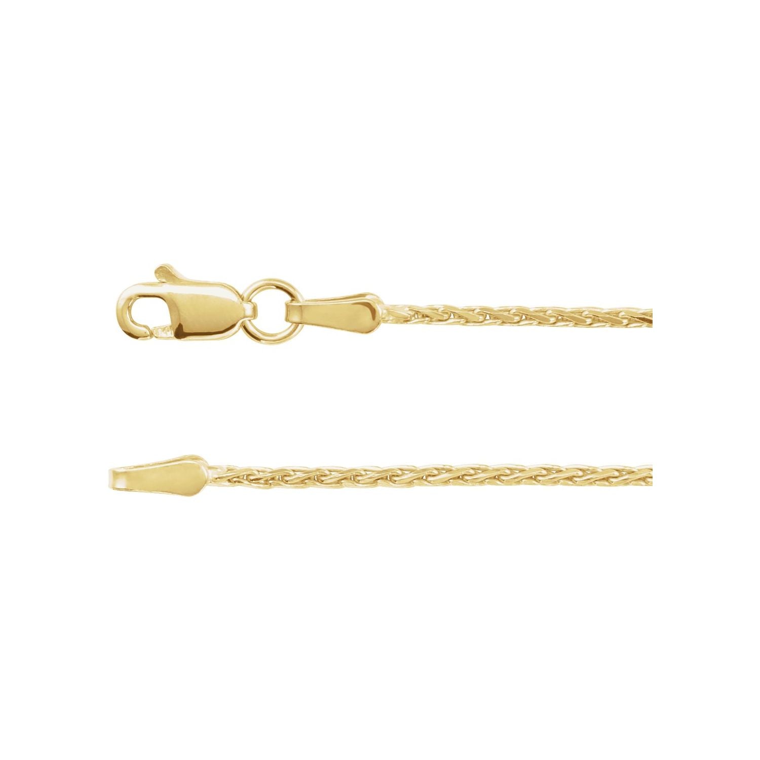 14K Yellow Gold 1.5 mm diamond-cut wheat necklace