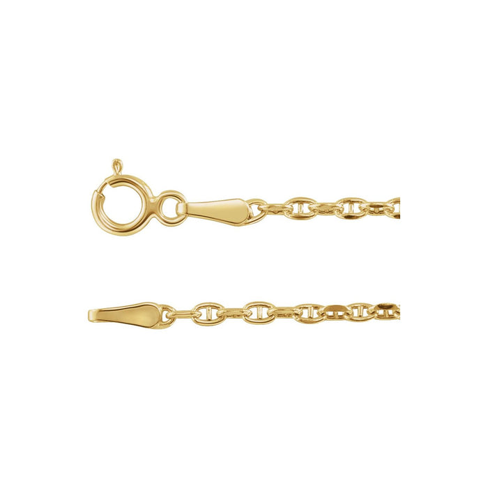 1.8mm Diamond-Cut Anchor Gold Chain Necklace — solid gold necklace | Diamond & Sapphire
