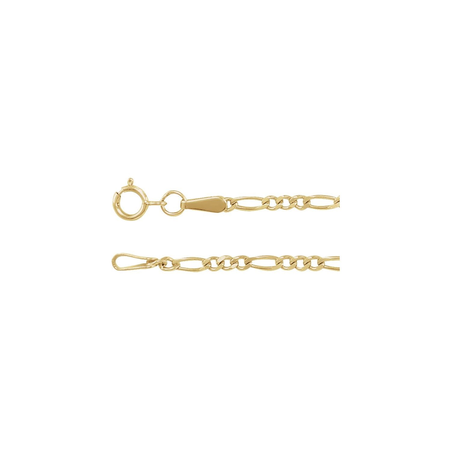 1.9mm diamond-cut figaro chain necklace in 14k yellow gold