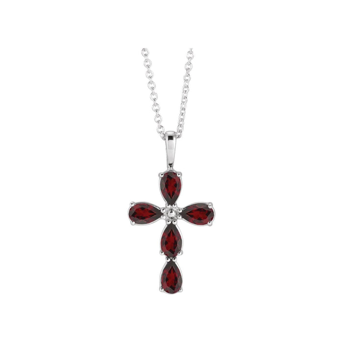 Garnet Cross Pendant