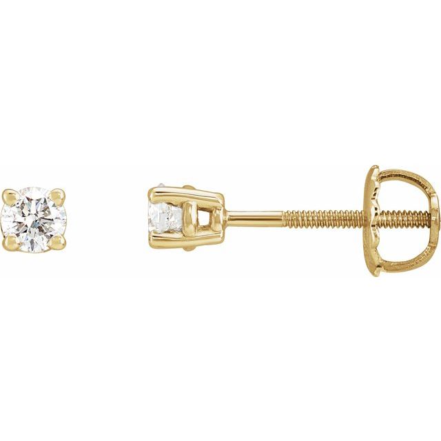 1/3 ct round diamond solitaire stud earrings in 14k yellow gold
