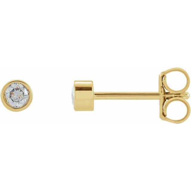 1/8 ct micro bezel-set diamond stud earrings in 14k yellow gold