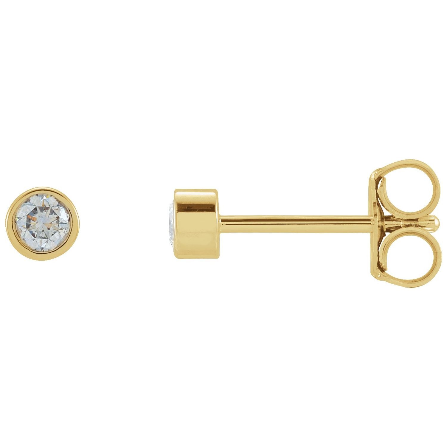 14K Yellow Gold 1/8 ct Micro Bezel-Set Diamond Stud Earrings