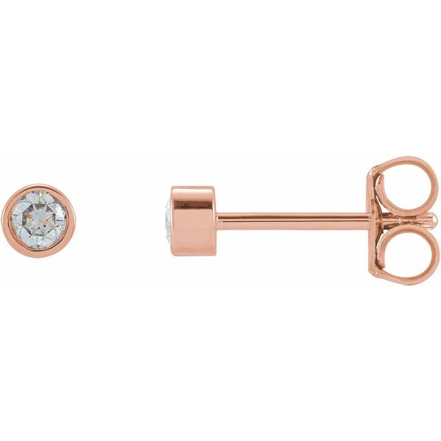 1/8 ct micro bezel-set diamond stud earrings in 14k rose gold