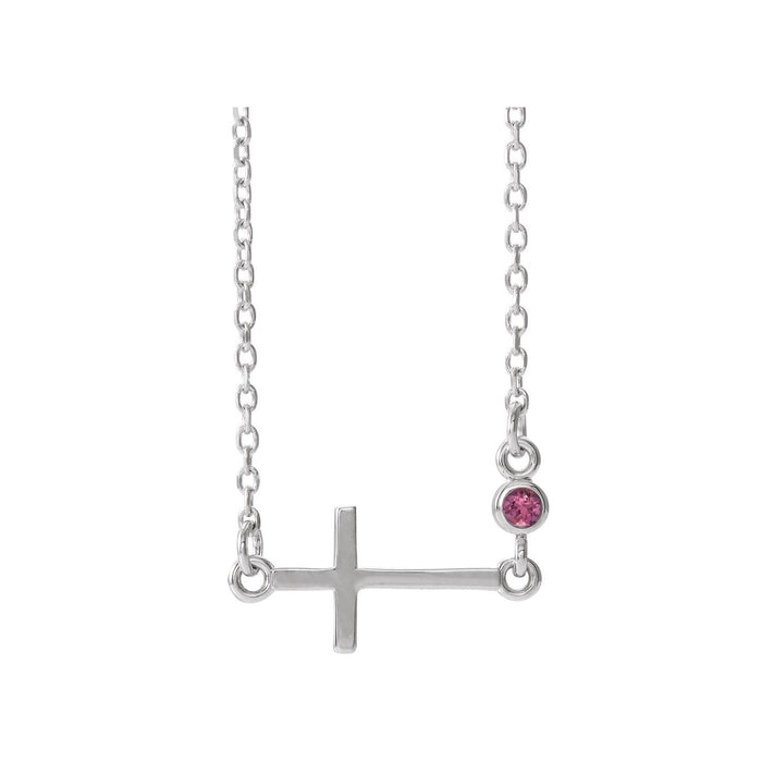 Pink Tourmaline Sideways Cross Pendant