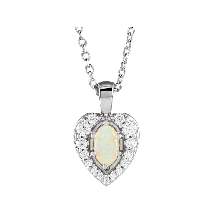 Opal & Diamond Heart Halo Pendant