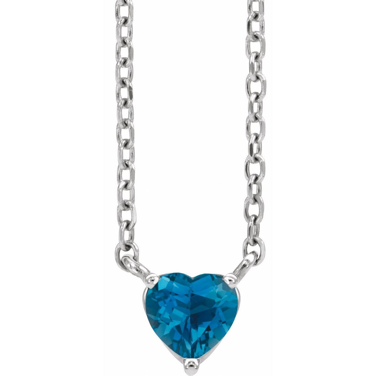 London blue topaz heart pendant, 14K White Gold