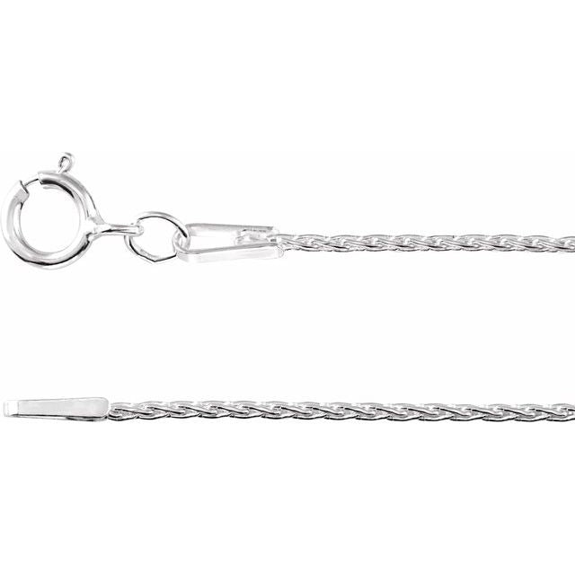 1mm wheat chain necklace in 14k white gold, 16 inch