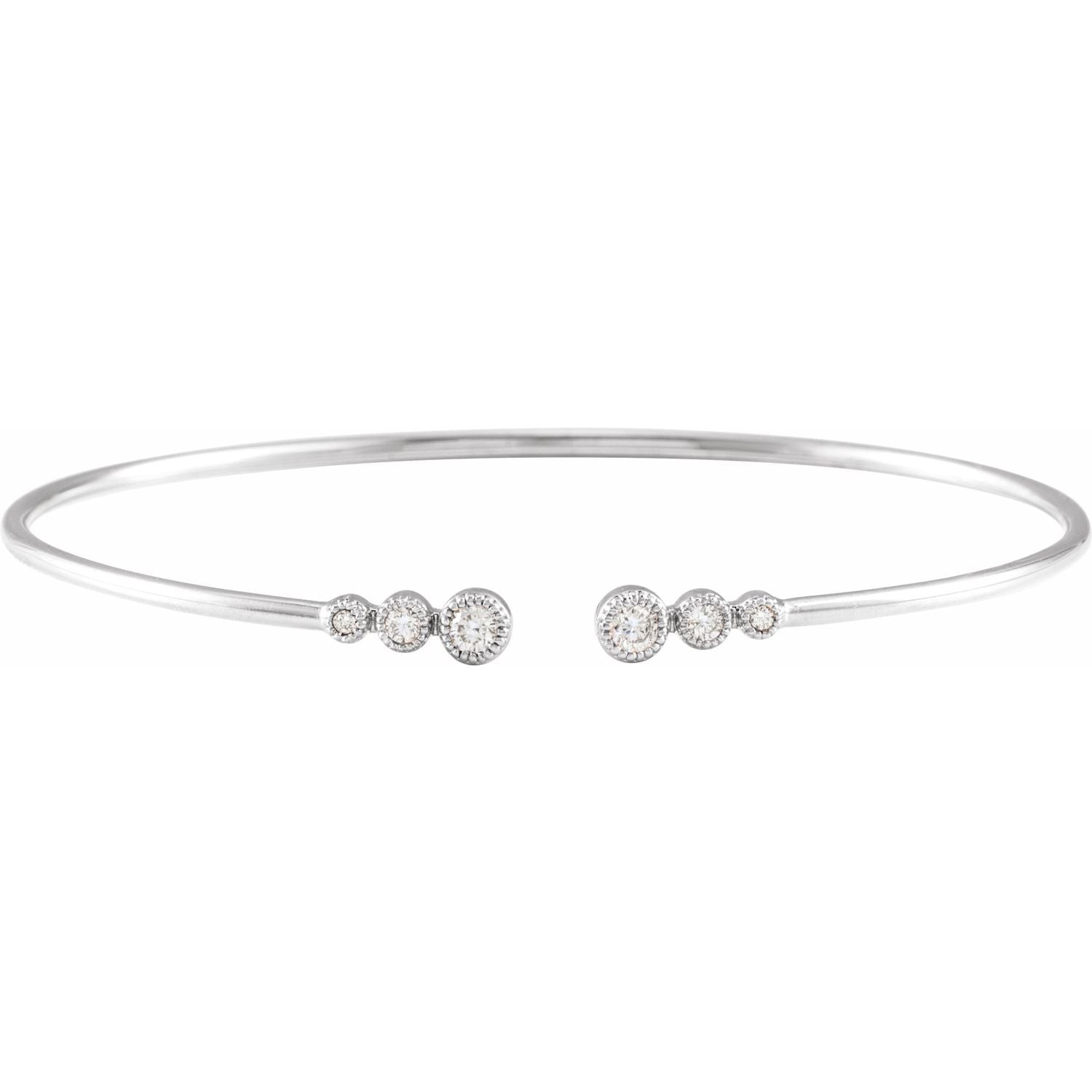 14K White Gold open cuff with diamond accent diamond cuff bracelet