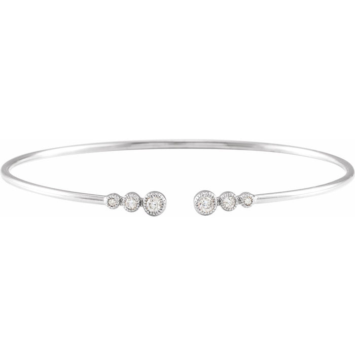 14K White Gold open cuff with diamond accent diamond cuff bracelet