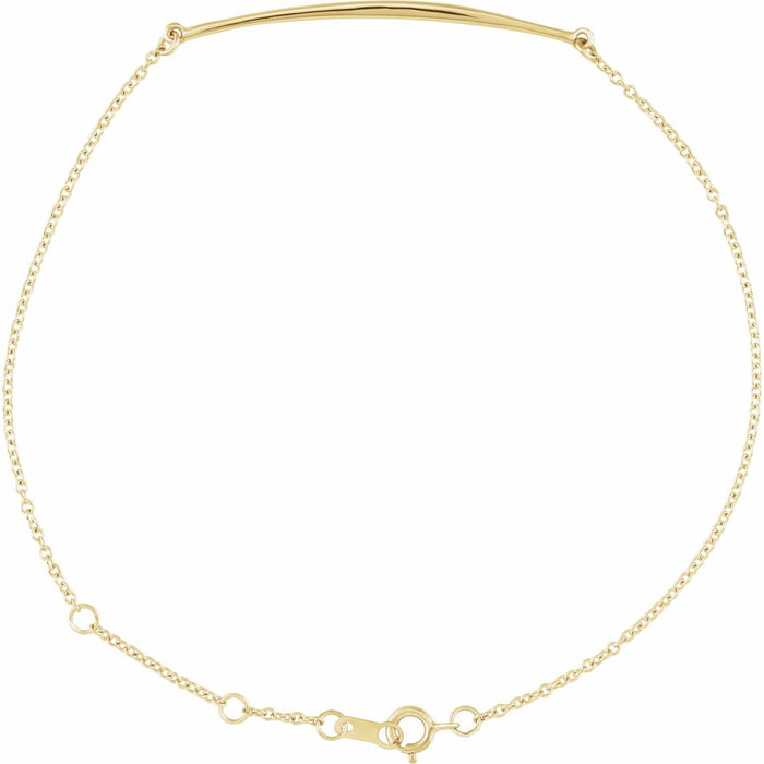14k yellow gold curved bar gold bracelet