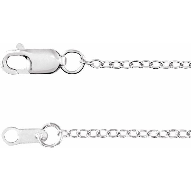 1.3mm cable chain necklace in 10k white gold, 18"