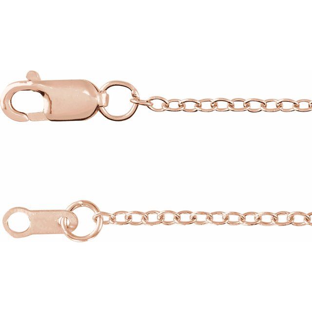 1mm diamond-cut cable gold chain necklace in 14k rose gold, 16 inch