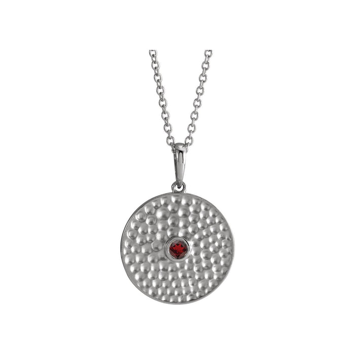 Mozambique garnet beaded disc necklace, 14K White Gold