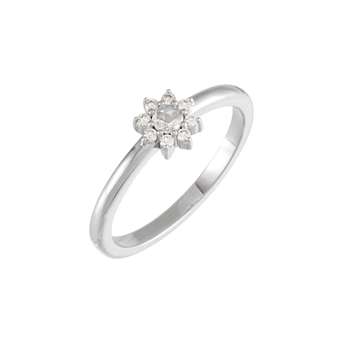 Round Halo Natural Diamond Ring in Platinum