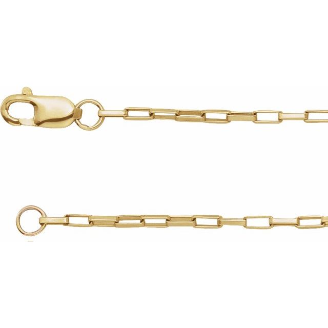 1.2mm elongated box chain necklace in 14k yellow gold, 16 inch