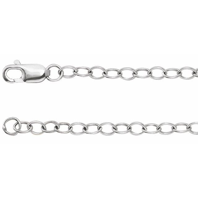 2.5mm cable chain necklace in 14k white gold, 16"