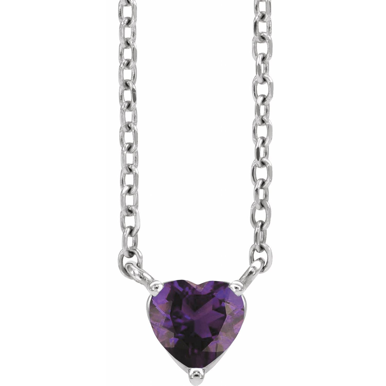 amethyst heart pendant, 14K White Gold
