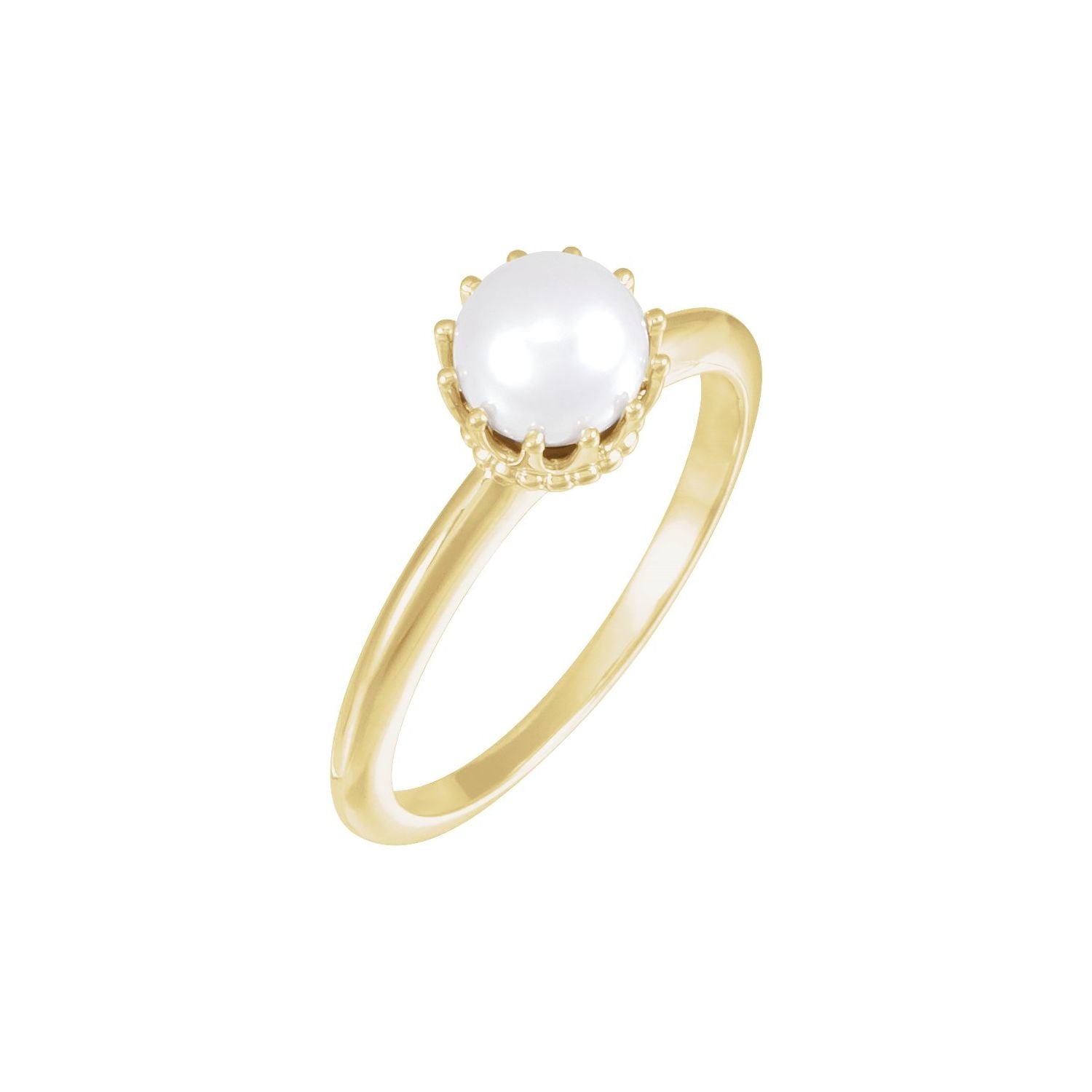 Cultured Pearl Crown Ring in 14K Yellow Gold