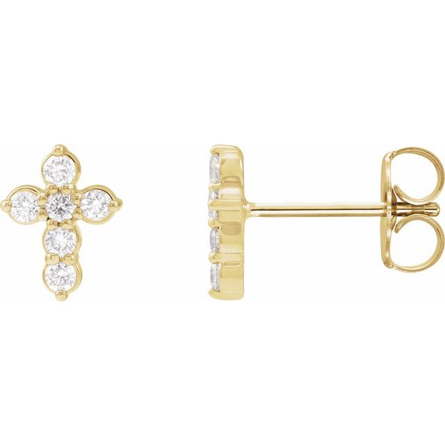 lab-grown diamond cross stud earrings in 14k yellow gold